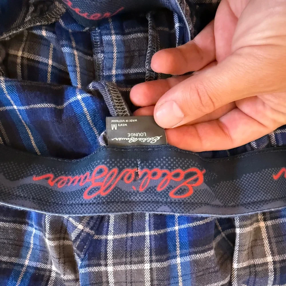 Eddie Bauer Mens Blue Plaid Lounge Pajama Pants Size Medium Drawstring‎ Relaxed
